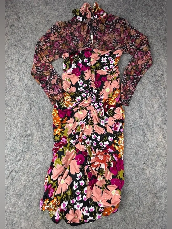 Anthropologie | Long-Sleeve Halter Mesh Midi Dress | Size XL | NWT - Picture 4 of 15